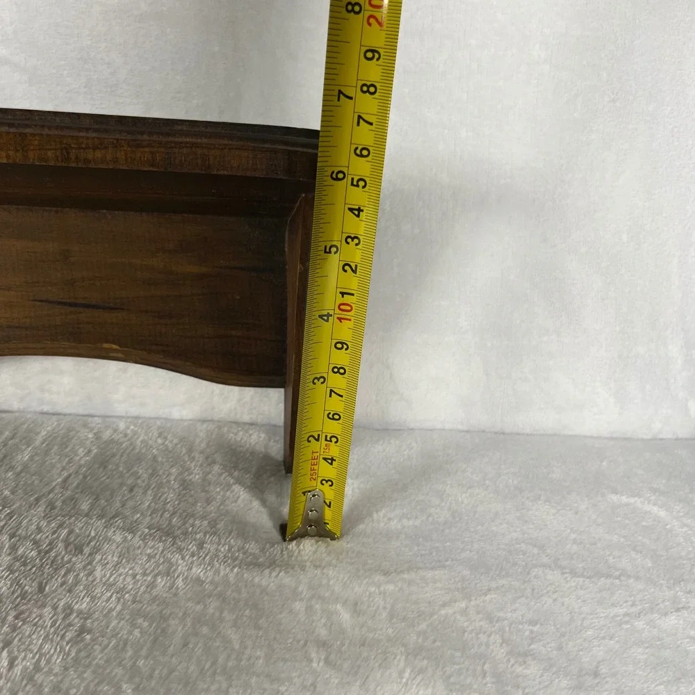 Vintage Wooden Heart Wall Shelf Rustic Farmhouse Plate Groove Display Brown Wood